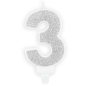 Preview: Number Candle - 3 - Silver